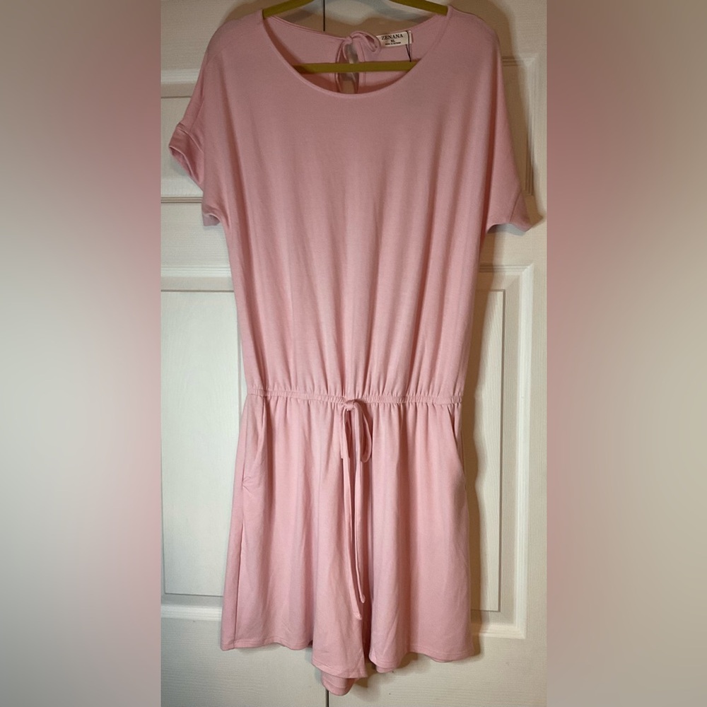 Zenana Pink Jumpsuit Shorts Romper Size XL New